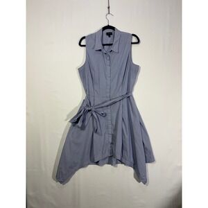 Coastal Preppy Who What Wear Handkerchief Hem Shirt Dress Womens XL Blue Stripe